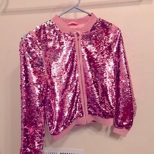 H&M Pink Sparkly Flip Sequin Jacket 9-10